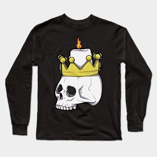 King skull with burning candle Long Sleeve T-Shirt